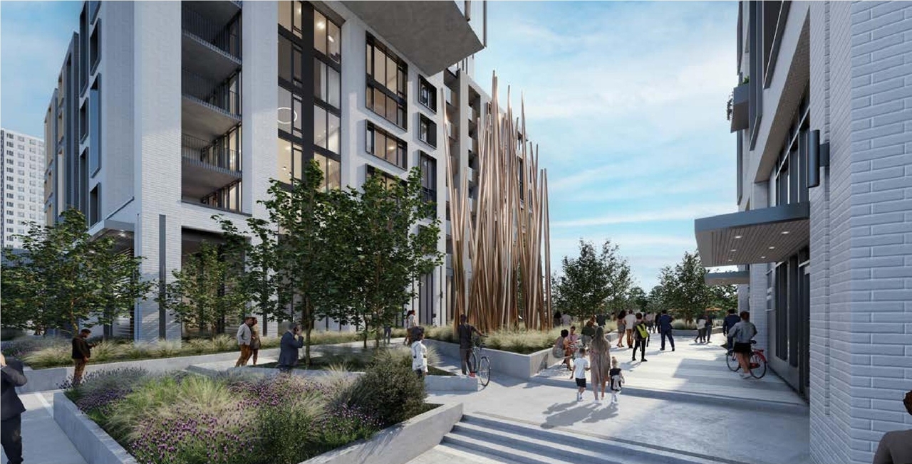 Rendering of building from page 9 of the file '2023-10-19 - Design Brief - D07-12-23-0019'