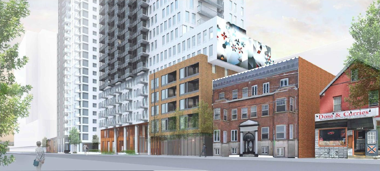 Rendering of building from page 20 of the file '2023-02-28 - Planning Rationale + Design Brief -D07-12-23-0021'