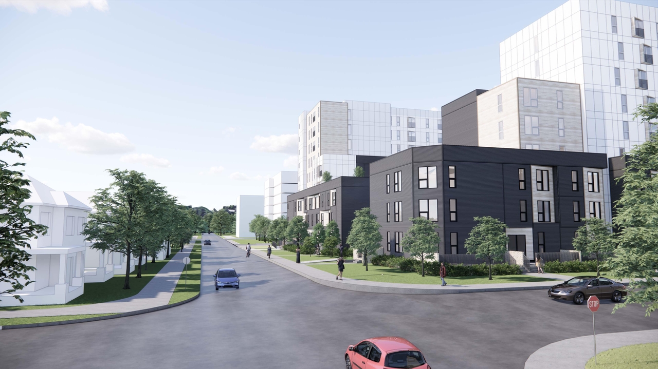 Rendering of building from page 1 of the file '2024-02-16 - Perspective Around the Area - D07-12-23-0023'