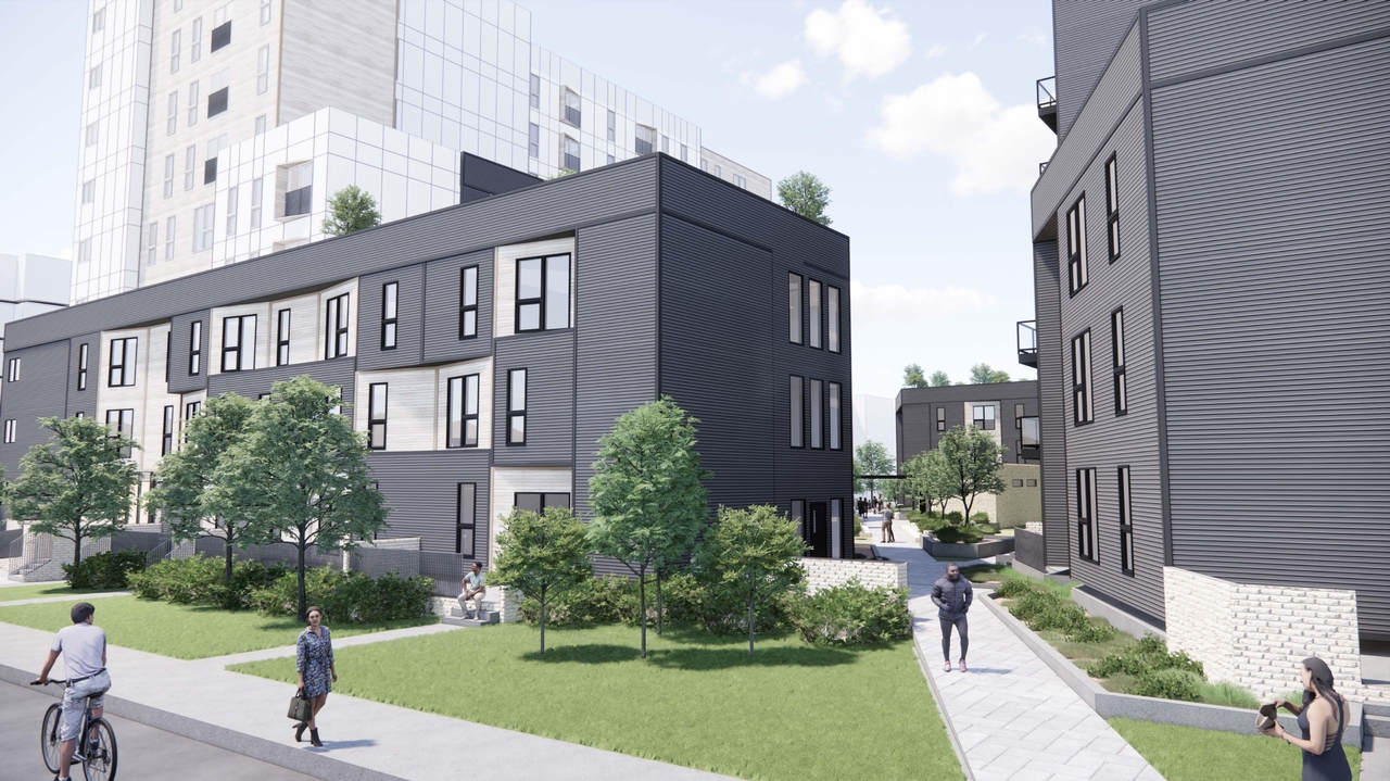 Rendering of building from page 12 of the file '2024-02-16 - Perspective Around the Area - D07-12-23-0023'