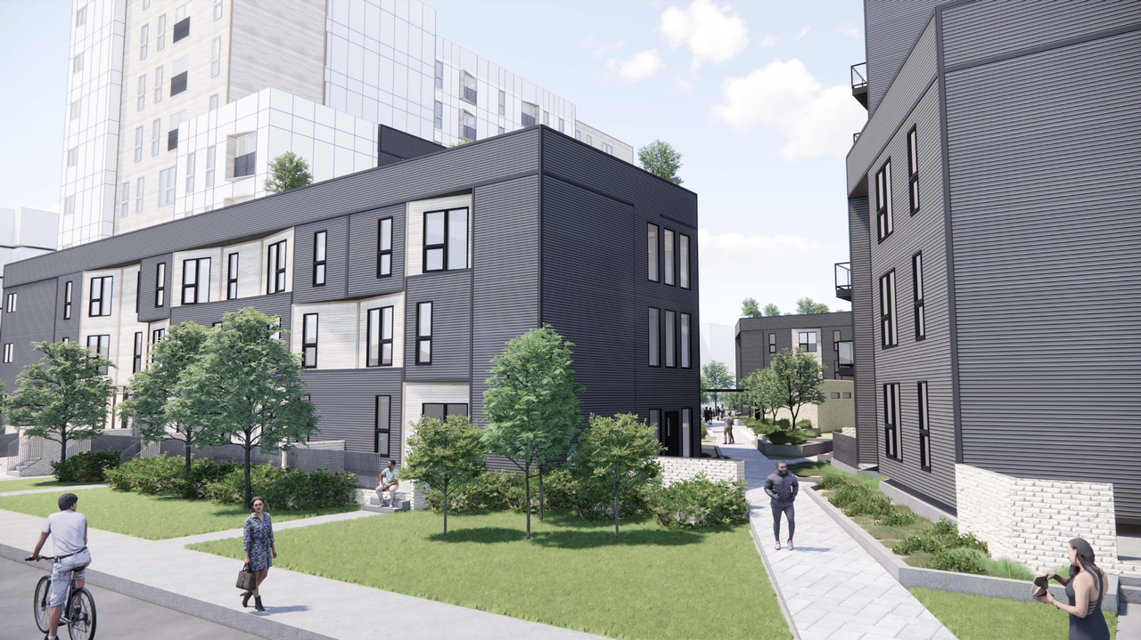 Rendering of building from page 12 of the file '2024-02-16 - Perspective Around the Area - D07-12-23-0023'