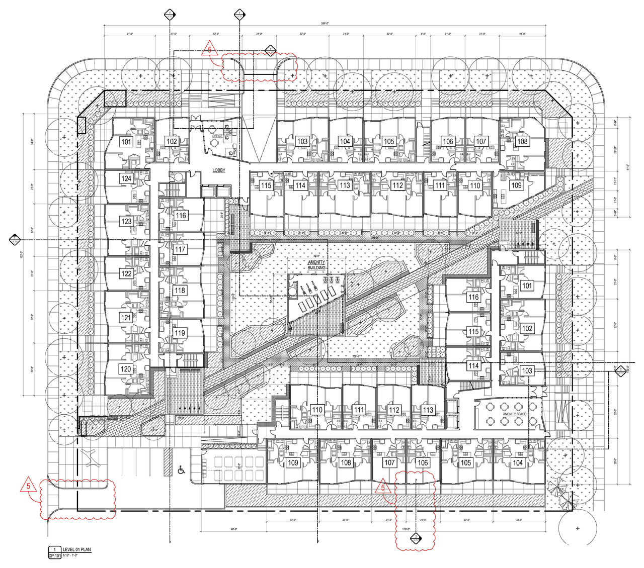 Construction site plan for project from page 3 of the file '2024-06-20 - Site & Floor Plans, Building Elevations - D07-12-23-0023'