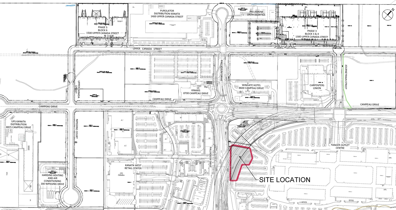 Construction site plan for project from page 16 of the file '2023-03-21- Civil Engineering Design Brief - D07-12-23-0030'