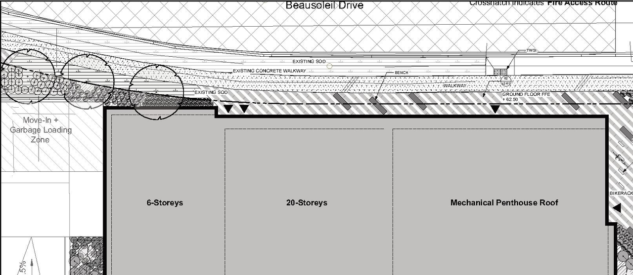Construction site plan for project from page 10 of the file '2023-03-28 - Urban Design Brief - D07-12-23-0034'