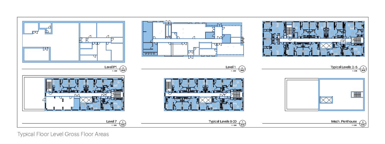 Floor plan for project from page 33 of the file '2023-03-28 - Urban Design Brief - D07-12-23-0034'