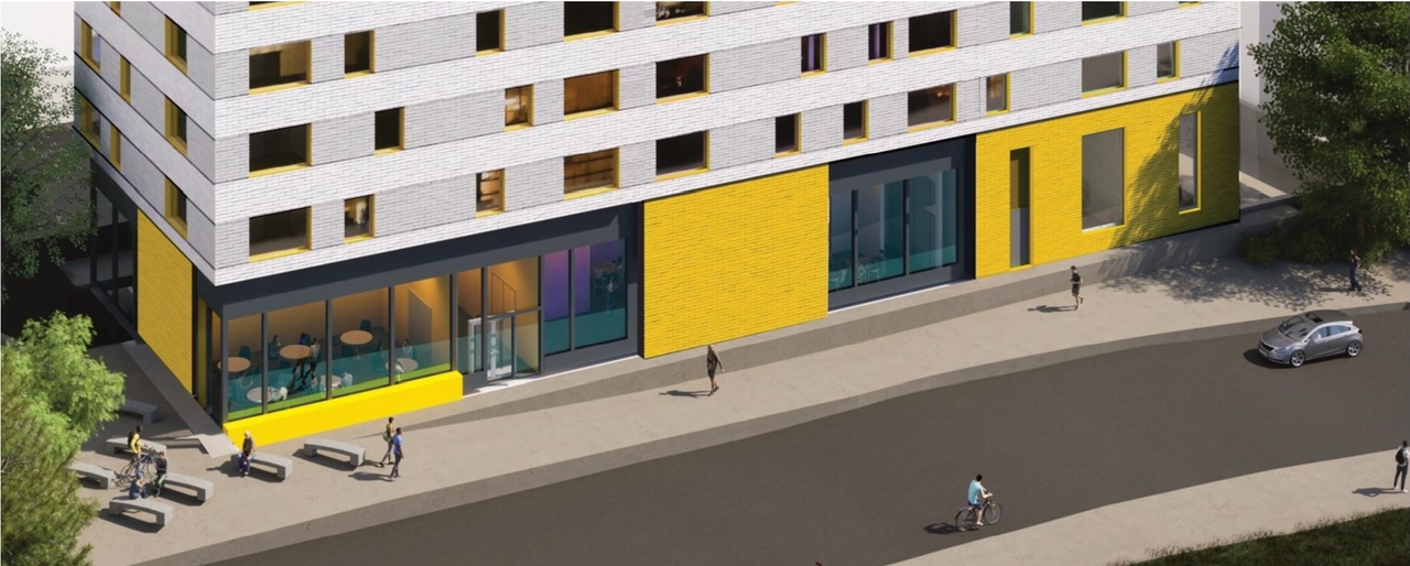 Rendering of building from page 39 of the file '2023-03-28 - Urban Design Brief - D07-12-23-0034'