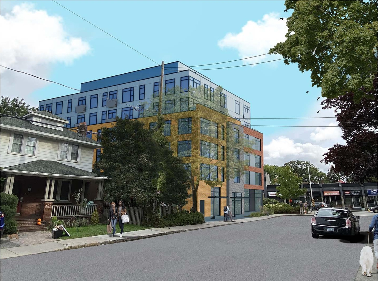 Rendering of building from page 1 of the file '2024-05-06 - Grove Avenue Rendering - D07-12-23-0035'