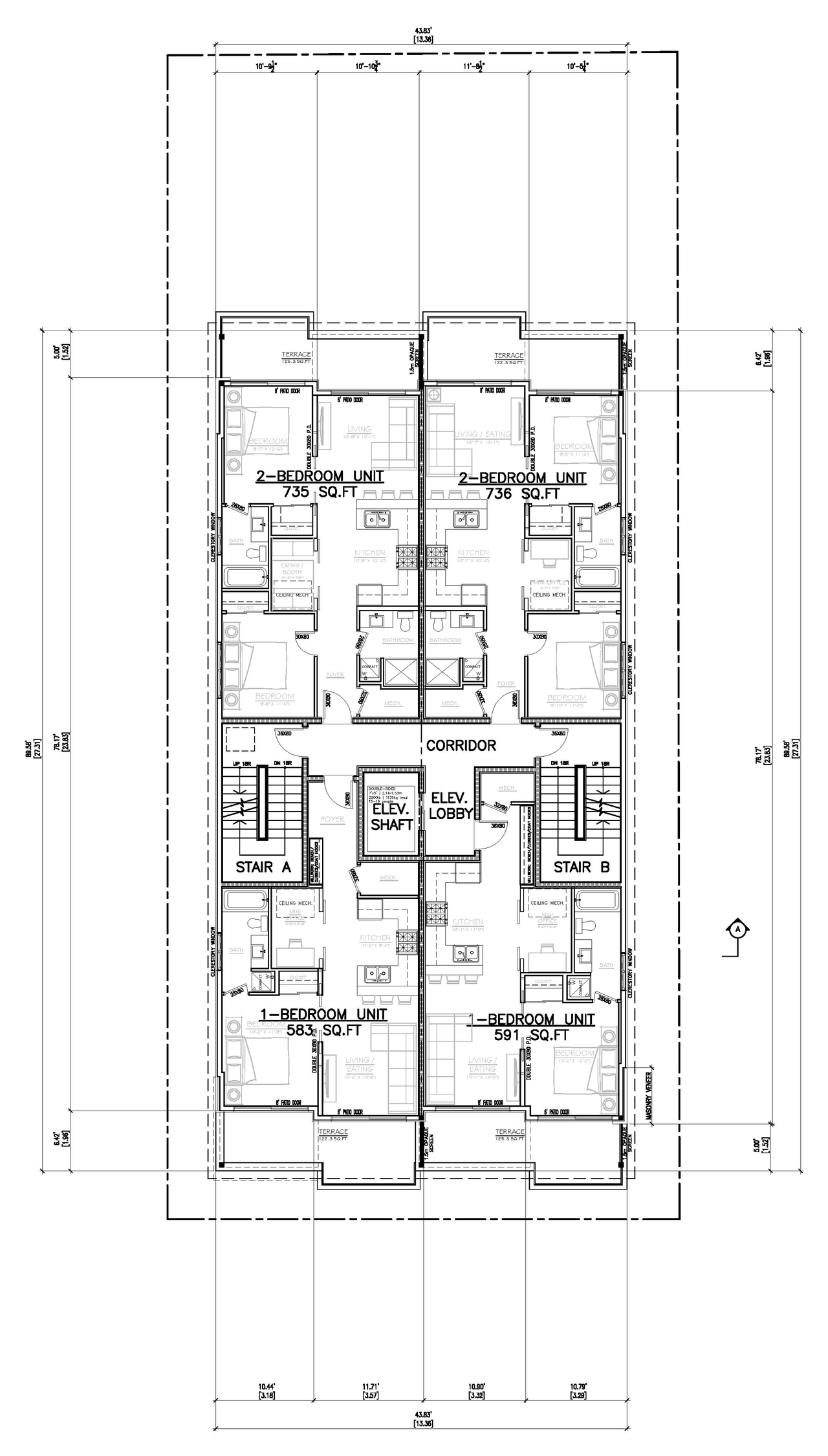 Floor plan for project from page 1 of the file '2023-03-28 - Building Elevations-Floor Plans-Building Sections - D07-12-23-0036'