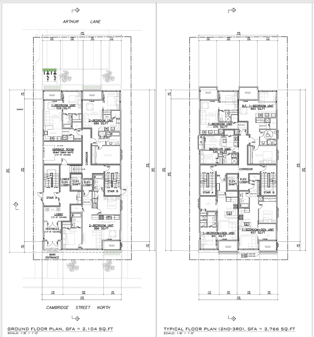 Floor plan for project from page 1 of the file '2023-03-28 - Building Elevations-Floor Plans-Building Sections - D07-12-23-0036'