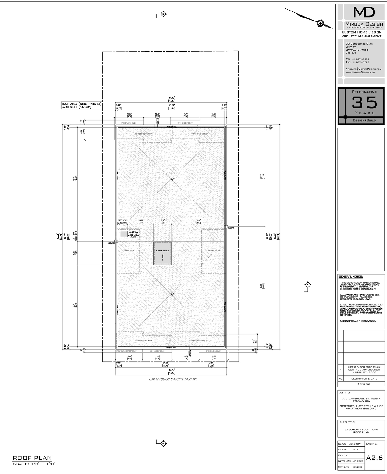 Floor plan for project from page 2 of the file '2023-03-28 - Building Elevations-Floor Plans-Building Sections - D07-12-23-0036'