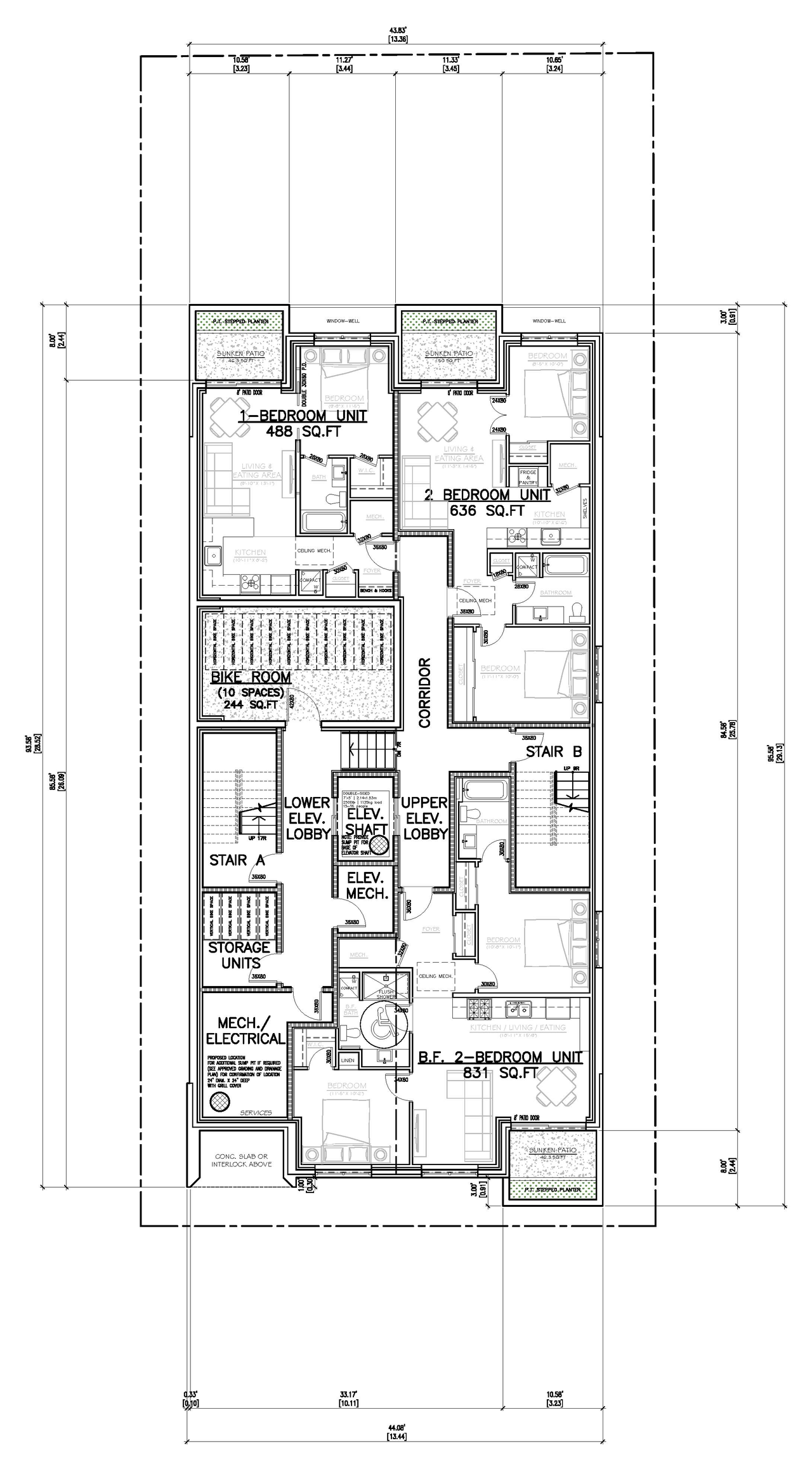 Floor plan for project from page 2 of the file '2023-03-28 - Building Elevations-Floor Plans-Building Sections - D07-12-23-0036'