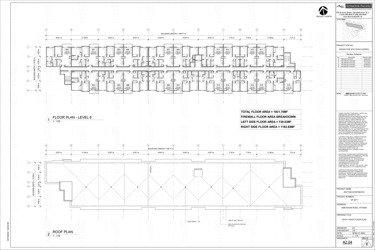 Floor plan for project from page 1 of the file '2024-05-10 - ROOF FLOOR PLAN - D07-12-23-0047'