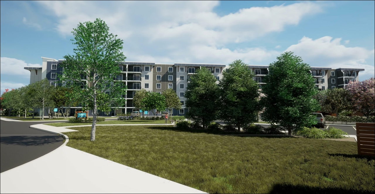Rendering of building from page 1 of the file '2023-05-10 - SITE PERSPECTIVE - D07-12-23-0047 (2)'