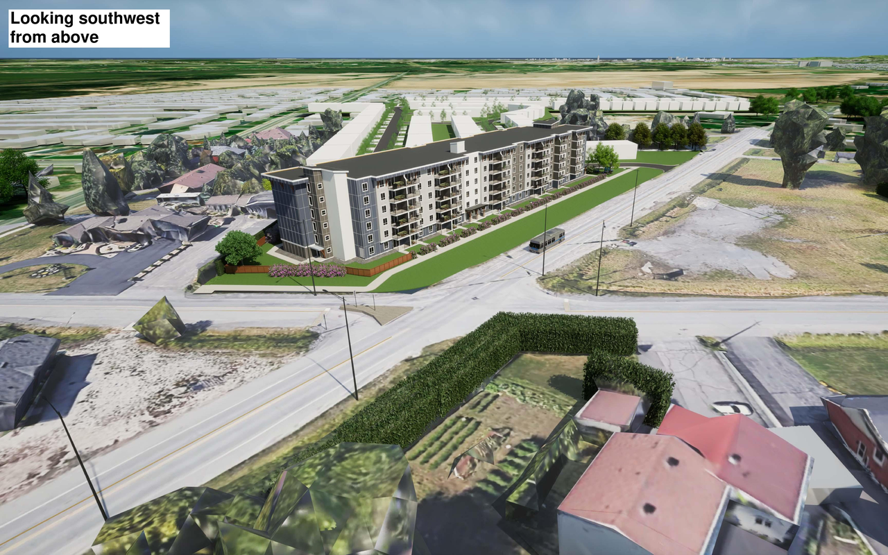 Rendering of building from page 12 of the file '2023-12-19 - DESIGN BRIEF - D07-12-23-0047'