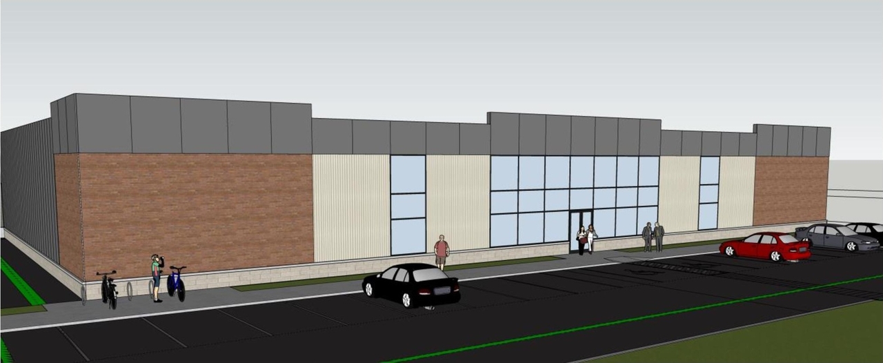 Rendering of building from page 10 of the file '2023-05-02 - Design Brief - D07-12-23-0051'
