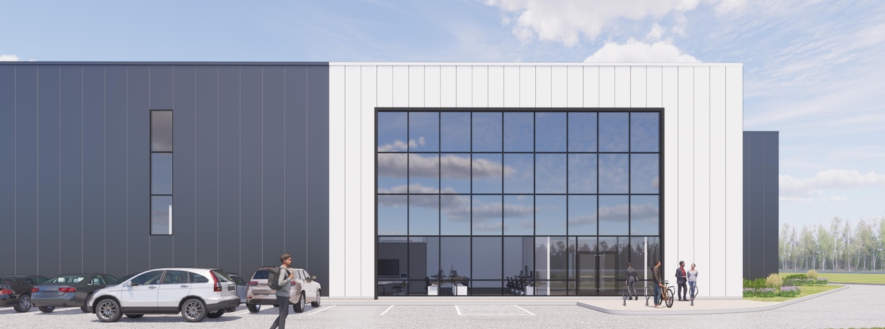 Rendering of building from page 8 of the file '2023-05-08 - Design Brief - D07-12-23-0054'