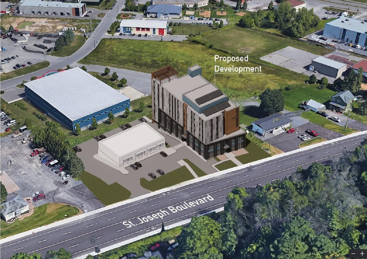 Rendering of building from page 5 of the file '2023-05-15 - Design Brief - D07-12-23-0059'