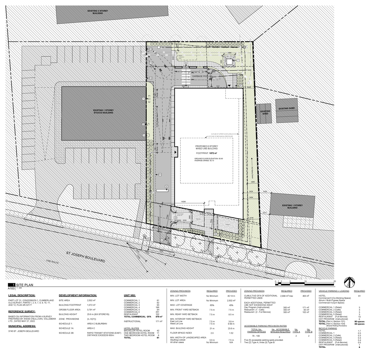 Construction site plan for project from page 1 of the file '2024-04-12 - Site and Floor Plans - D07-12-23-0059'