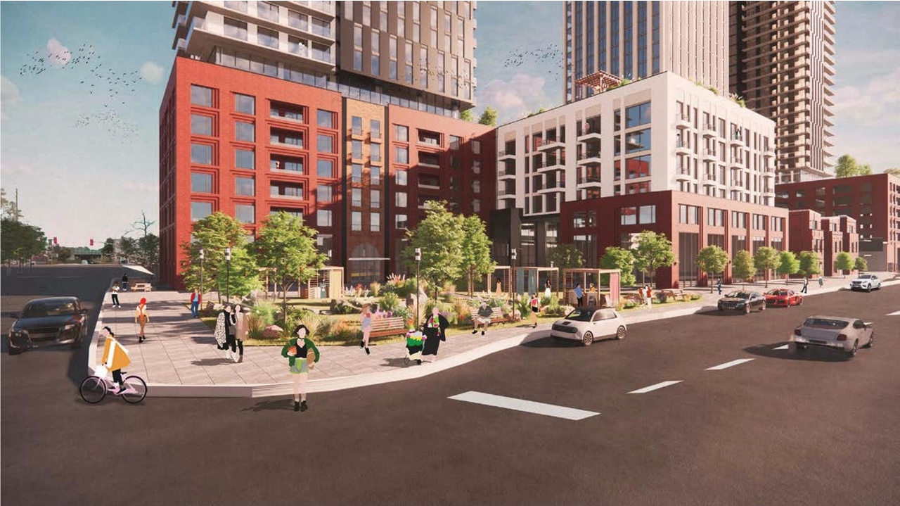 Rendering of building from page 5 of the file '2023-05-29 - Design Brief - D07-12-23-0067'