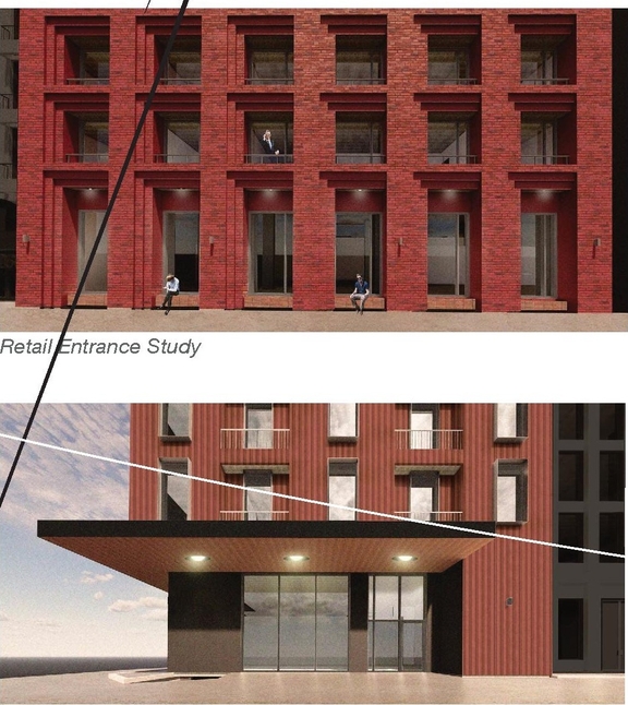 Rendering of building from page 10 of the file '2024-03-21 - Design Brief - D07-12-23-0067'