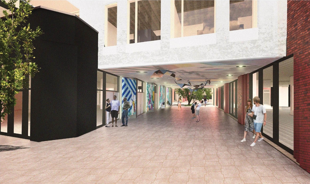 Rendering of building from page 11 of the file '2024-03-21 - Design Brief - D07-12-23-0067'