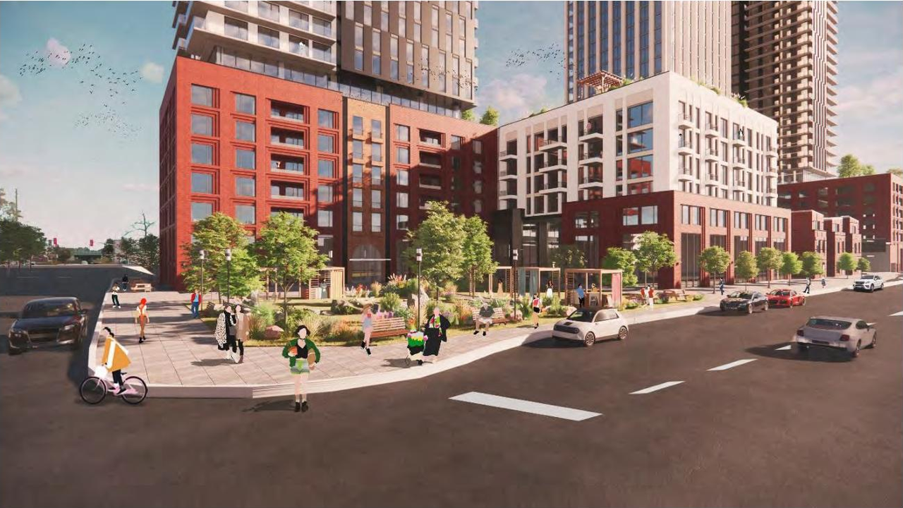 Rendering of building from page 6 of the file '2023-05-29 - Planning Rationale and Design Brief - D07-12-23-0067'