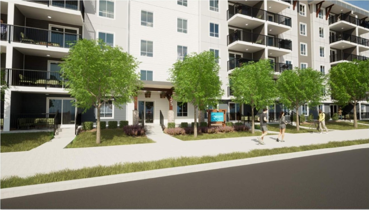 Rendering of building from page 12 of the file '2023-09-18 - Planning Rationale and Design Brief - D07-12-23-0068'