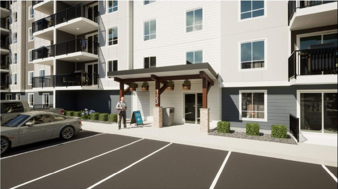 Rendering of building from page 15 of the file '2023-09-18 - Planning Rationale and Design Brief - D07-12-23-0068'