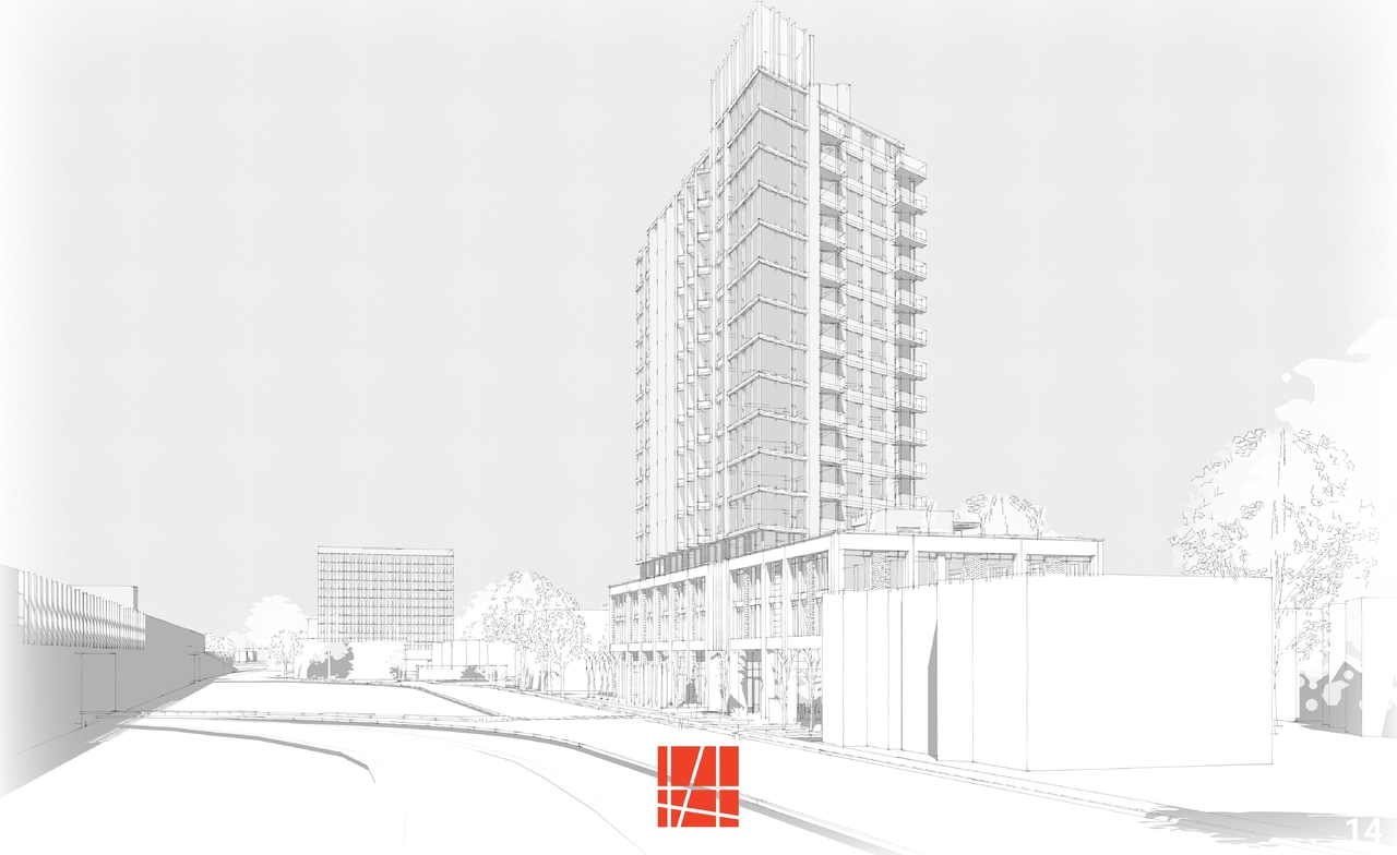 Rendering of building from page 14 of the file '2024-06-12 - Design Views - D07-12-23-0069'