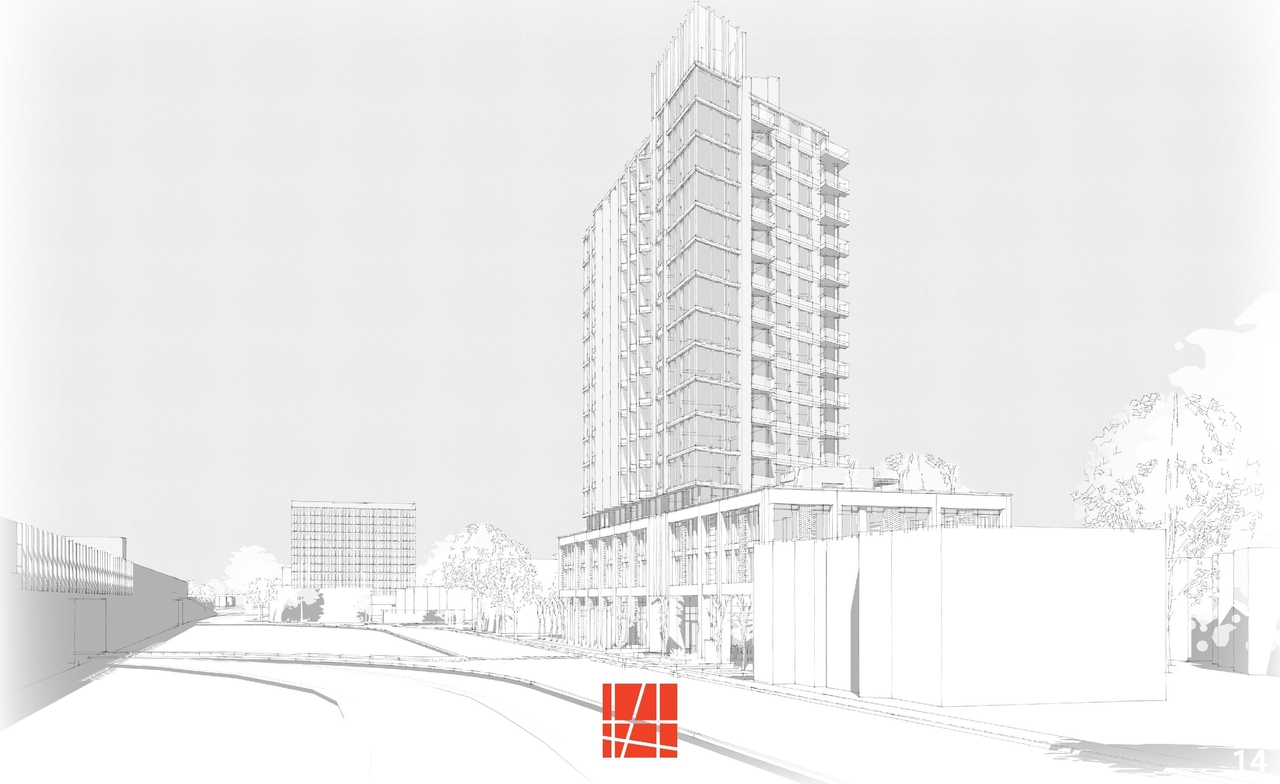 Rendering of building from page 14 of the file '2024-06-12 - Design Views - D07-12-23-0069'