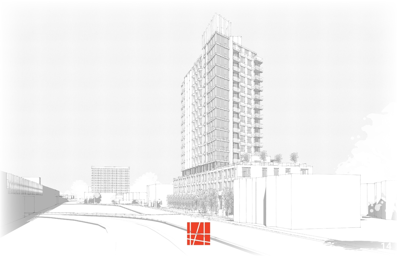 Rendering of building from page 14 of the file '2023-06-02 - Design Views - D07-12-23-0069'