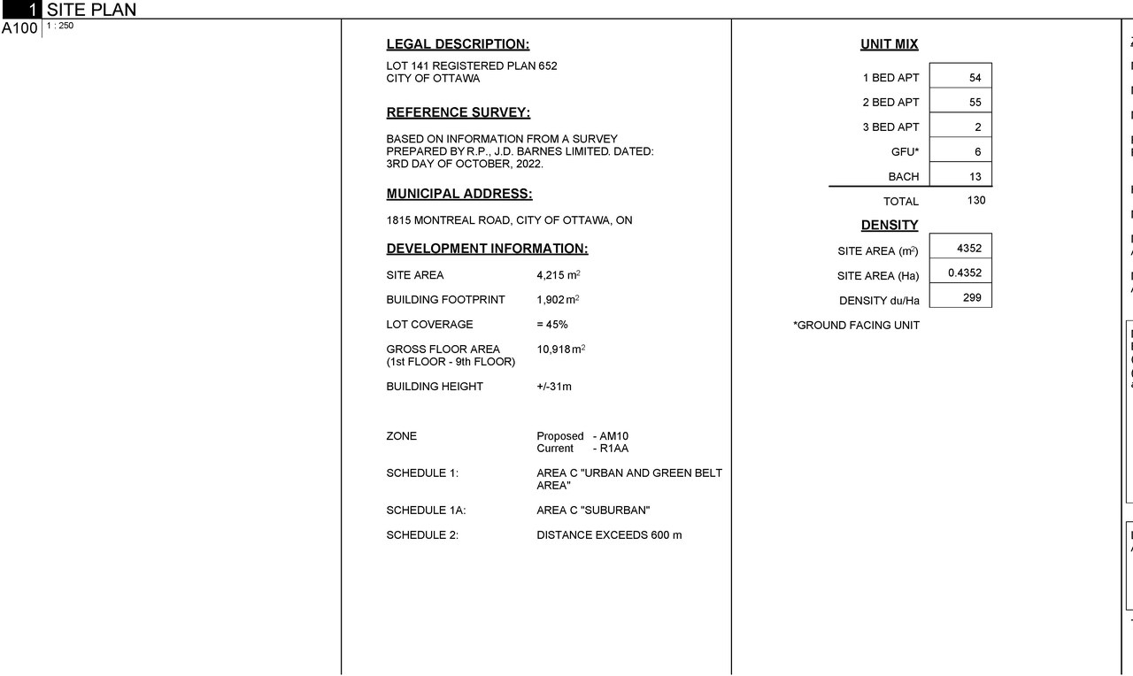 Construction site plan for project from page 1 of the file '2024-02-21 - Site, Parking, floor plans - D07-12-23-0071'