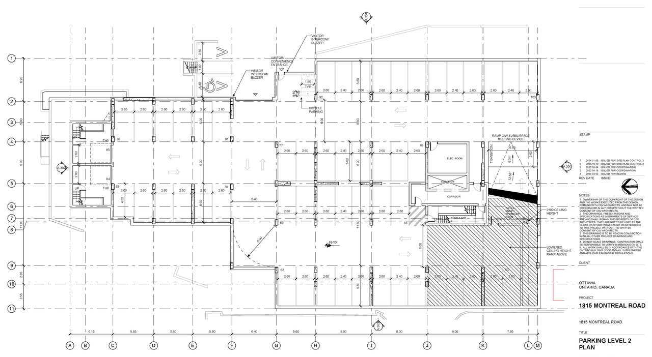 Construction site plan for project from page 2 of the file '2024-02-21 - Site, Parking, floor plans - D07-12-23-0071'