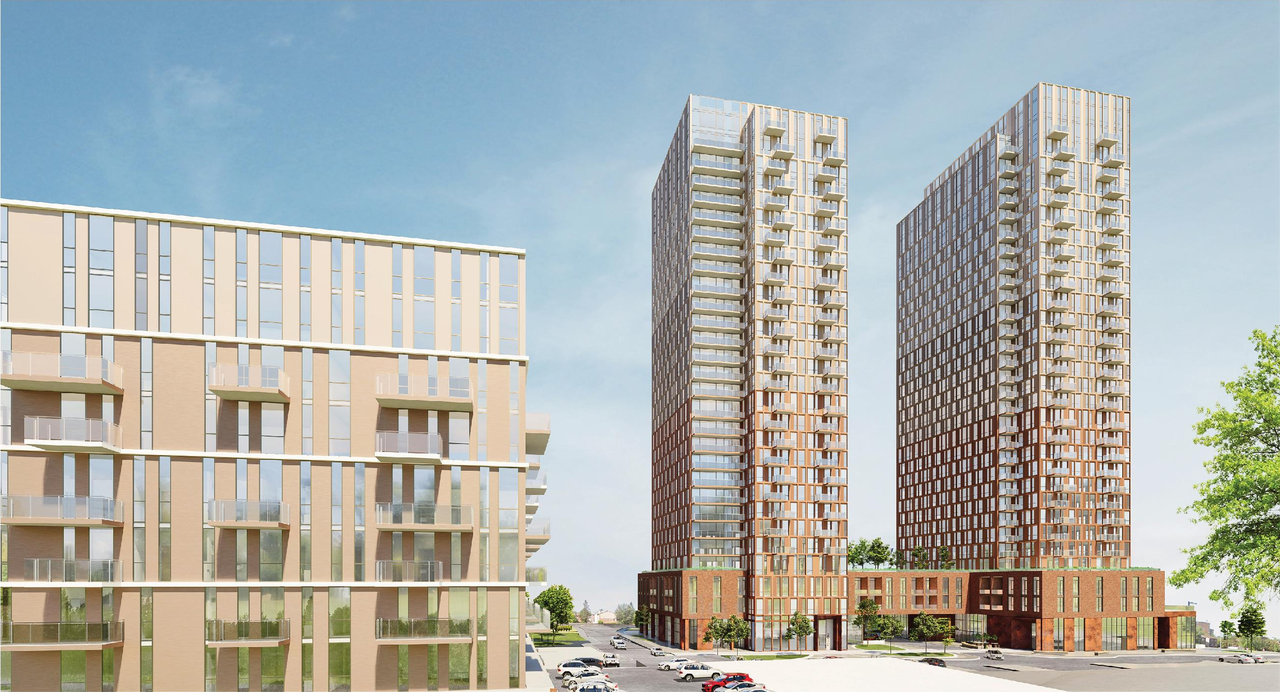 Rendering of building from page 59 of the file '2025-10-03 - Design Brief - D07-12-23-0073'