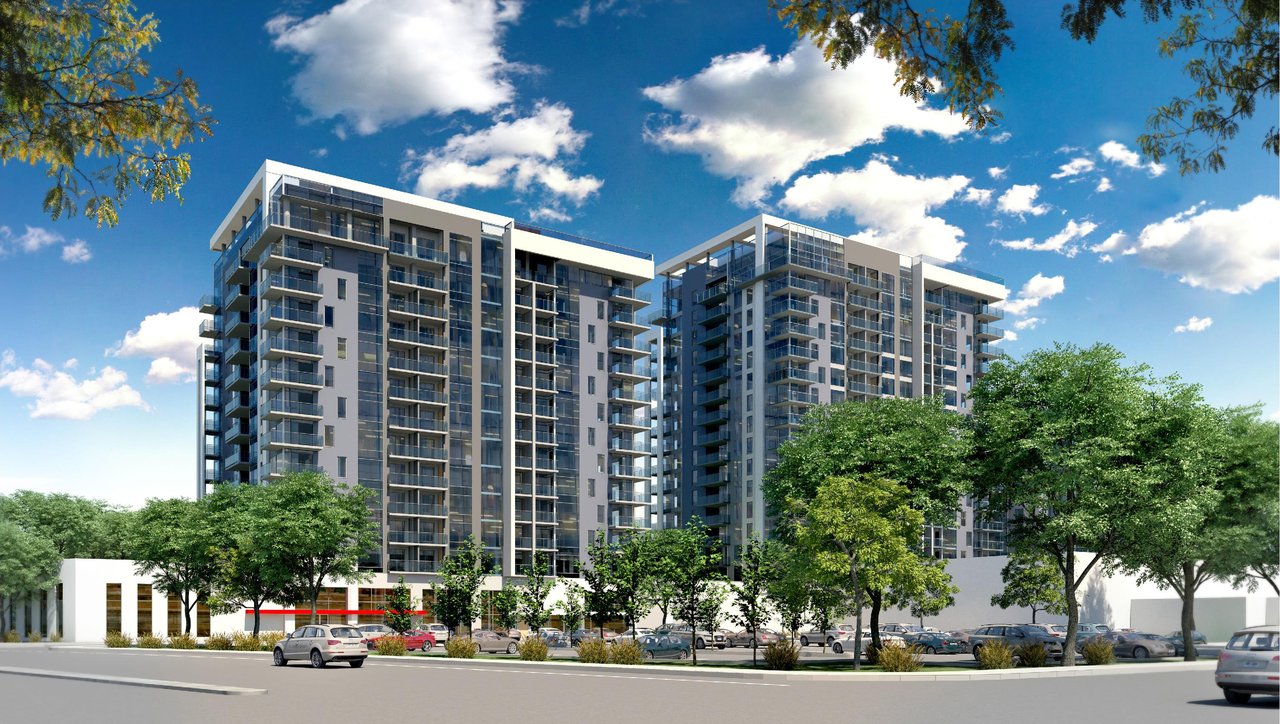 Rendering of building from page 4 of the file '2023-06-12 - Urban Design Brief - D07-12-23-0073'