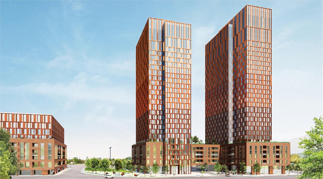 Rendering of building from page 57 of the file '2023-06-12 - Urban Design Brief - D07-12-23-0073'