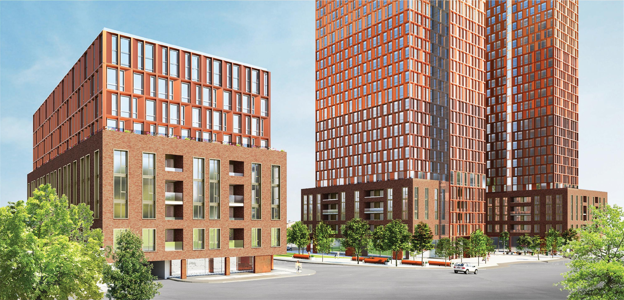 Rendering of building from page 58 of the file '2023-06-12 - Urban Design Brief - D07-12-23-0073'