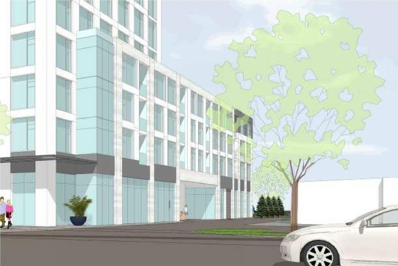 Rendering of building from page 11 of the file '2023-06-12 - Design Brief - D07-12-23-0076'