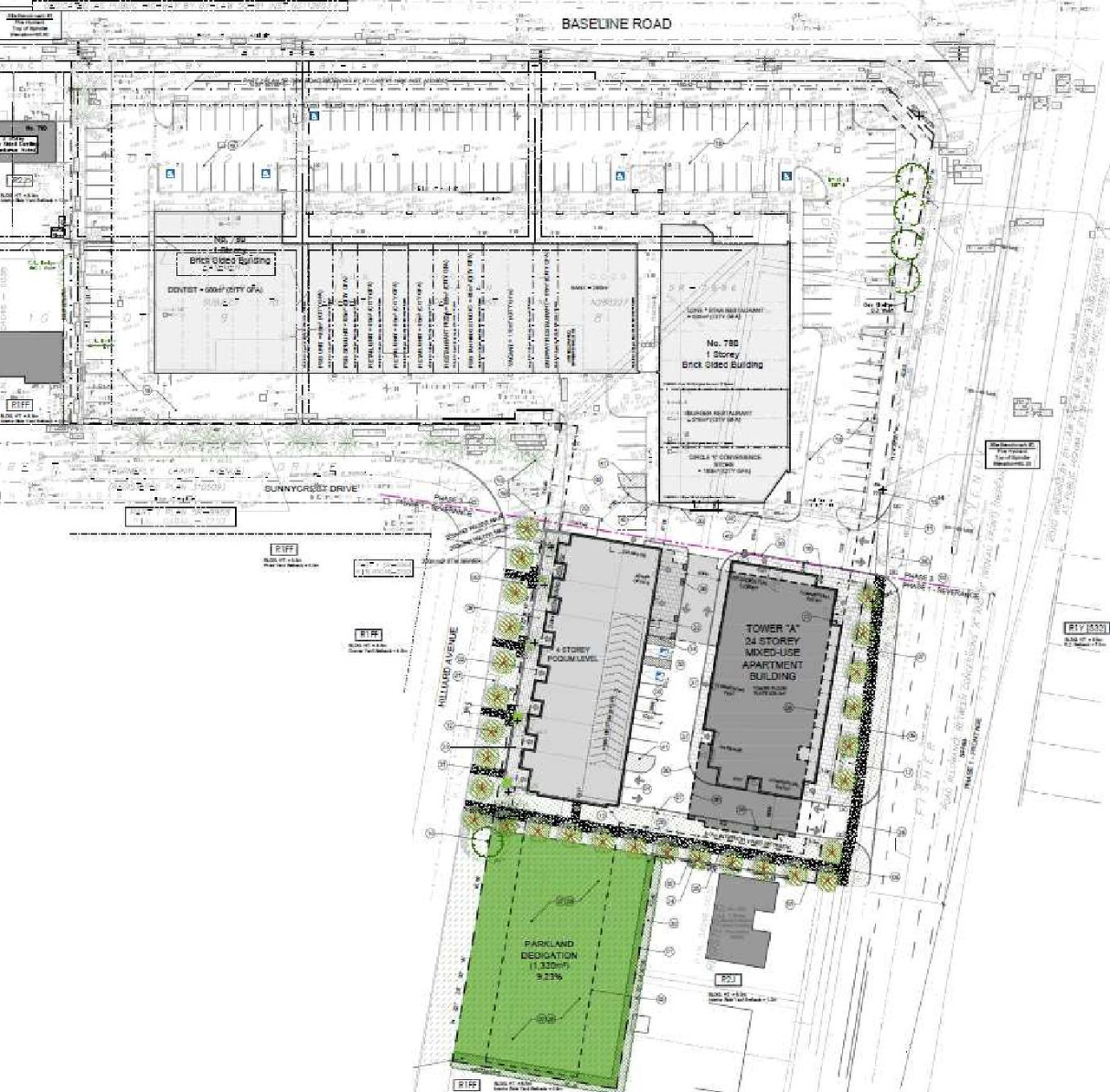 Construction site plan for project from page 8 of the file '2023-06-12 - Design Brief - D07-12-23-0076'