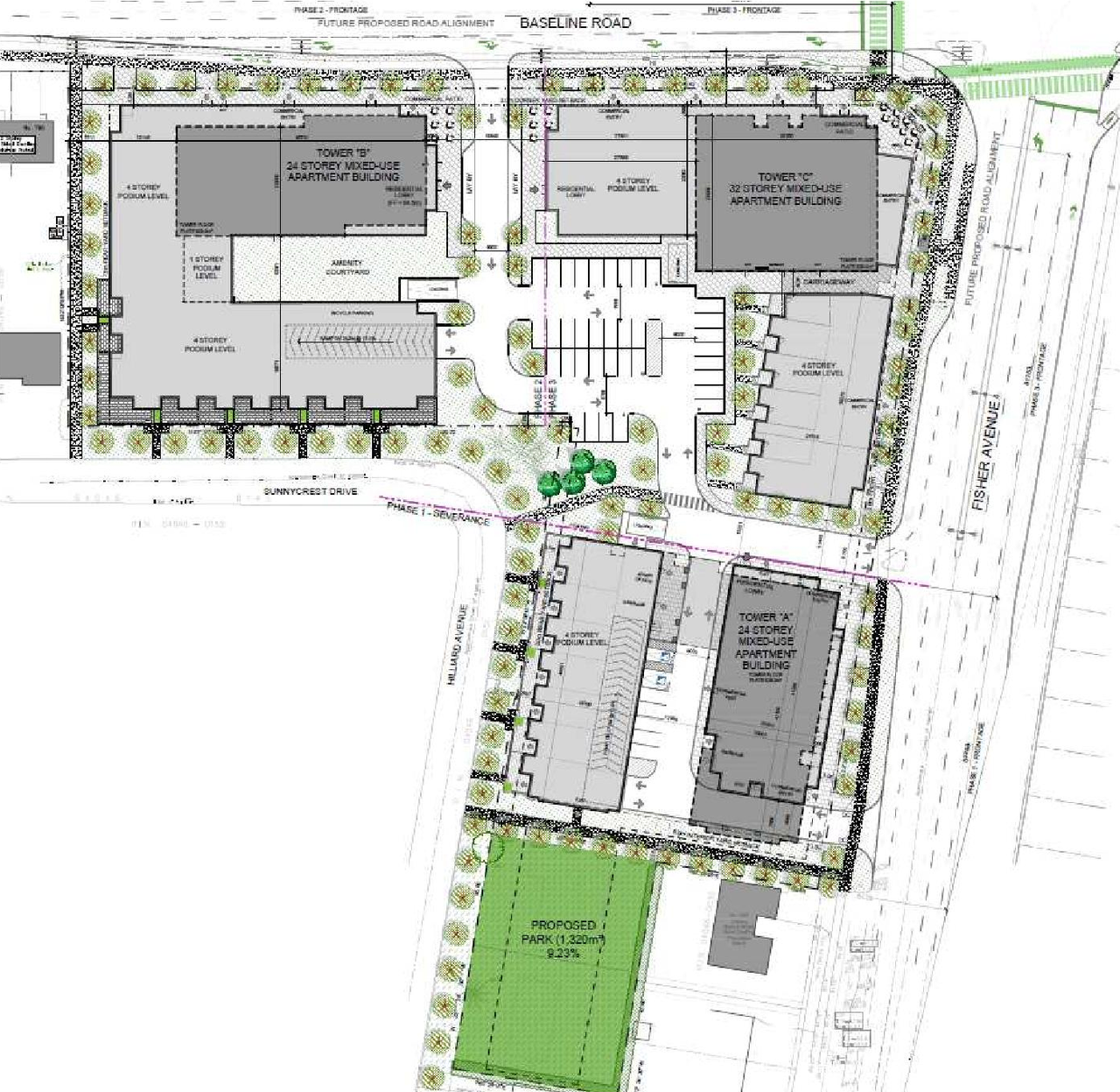Construction site plan for project from page 9 of the file '2023-06-12 - Design Brief - D07-12-23-0076'