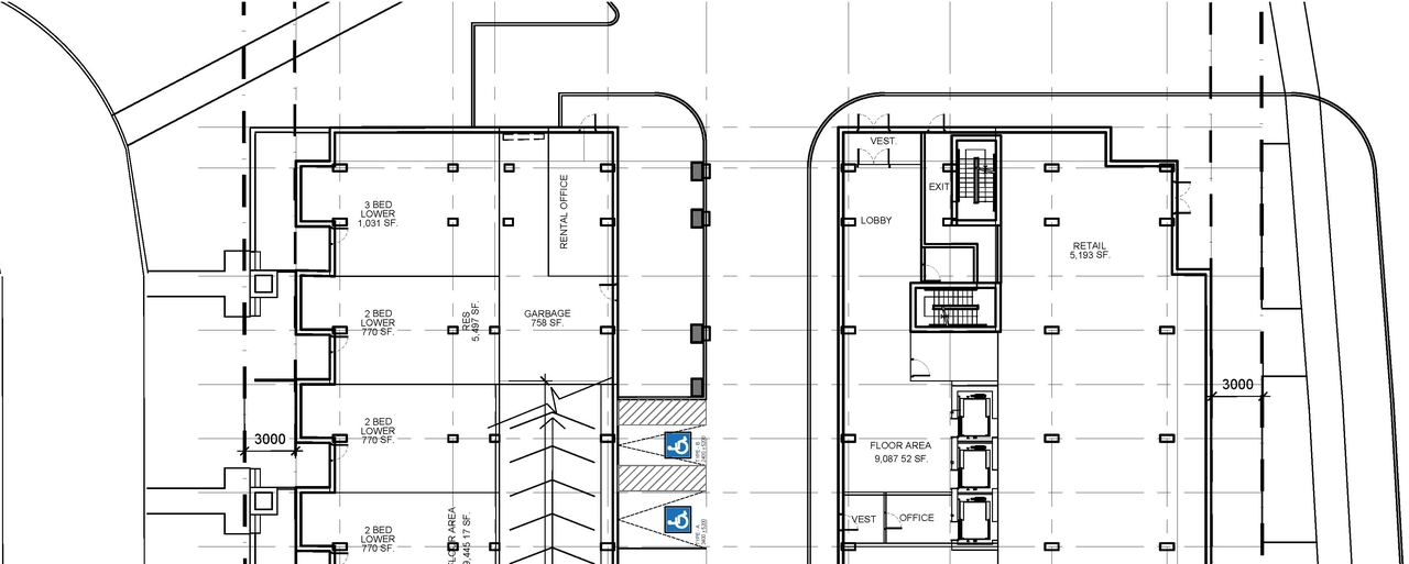 Construction site plan for project from page 1 of the file '2023-06-12 - Floor, Perspective Views, Shadow Plans - D07-12-23-0076'