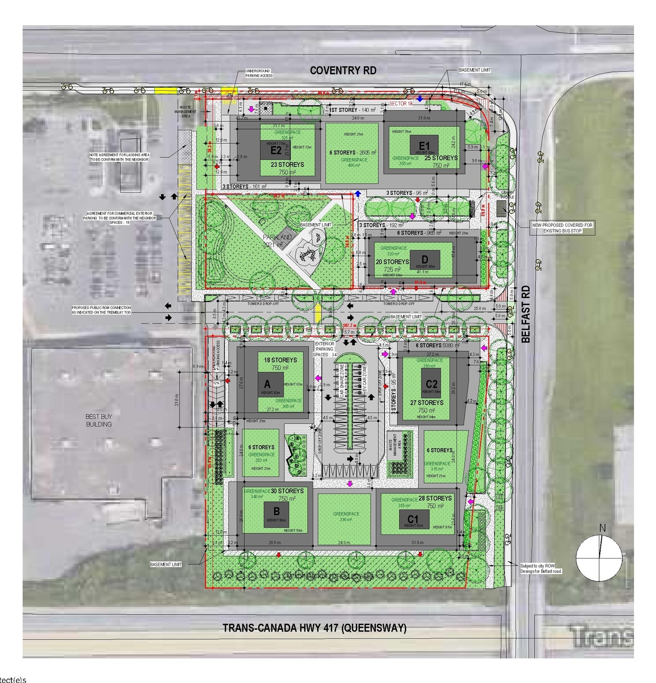 Construction site plan for project from page 41 of the file '2023-06-21 - Planning and Design Brief - D07-12-23-0079'