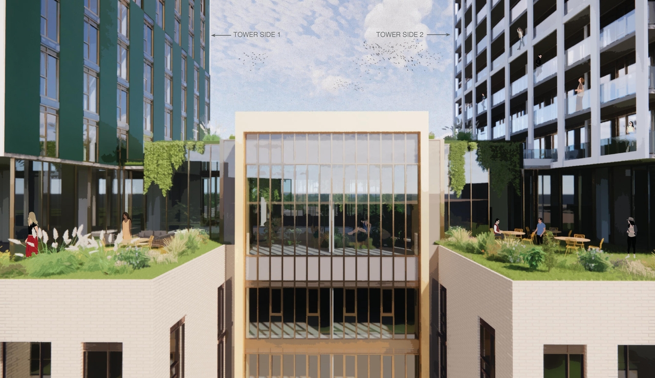 Rendering of building from page 29 of the file '2024-10-25 - Design Brief - D07-12-23-0083'