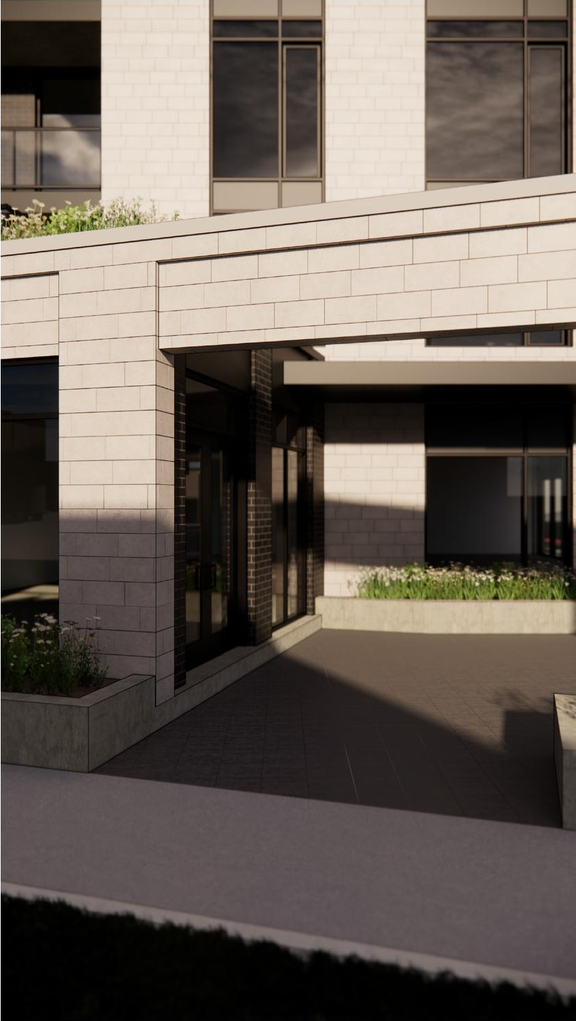 Rendering of building from page 21 of the file '2024-07-12 - Design Brief - D07-12-23-0084'