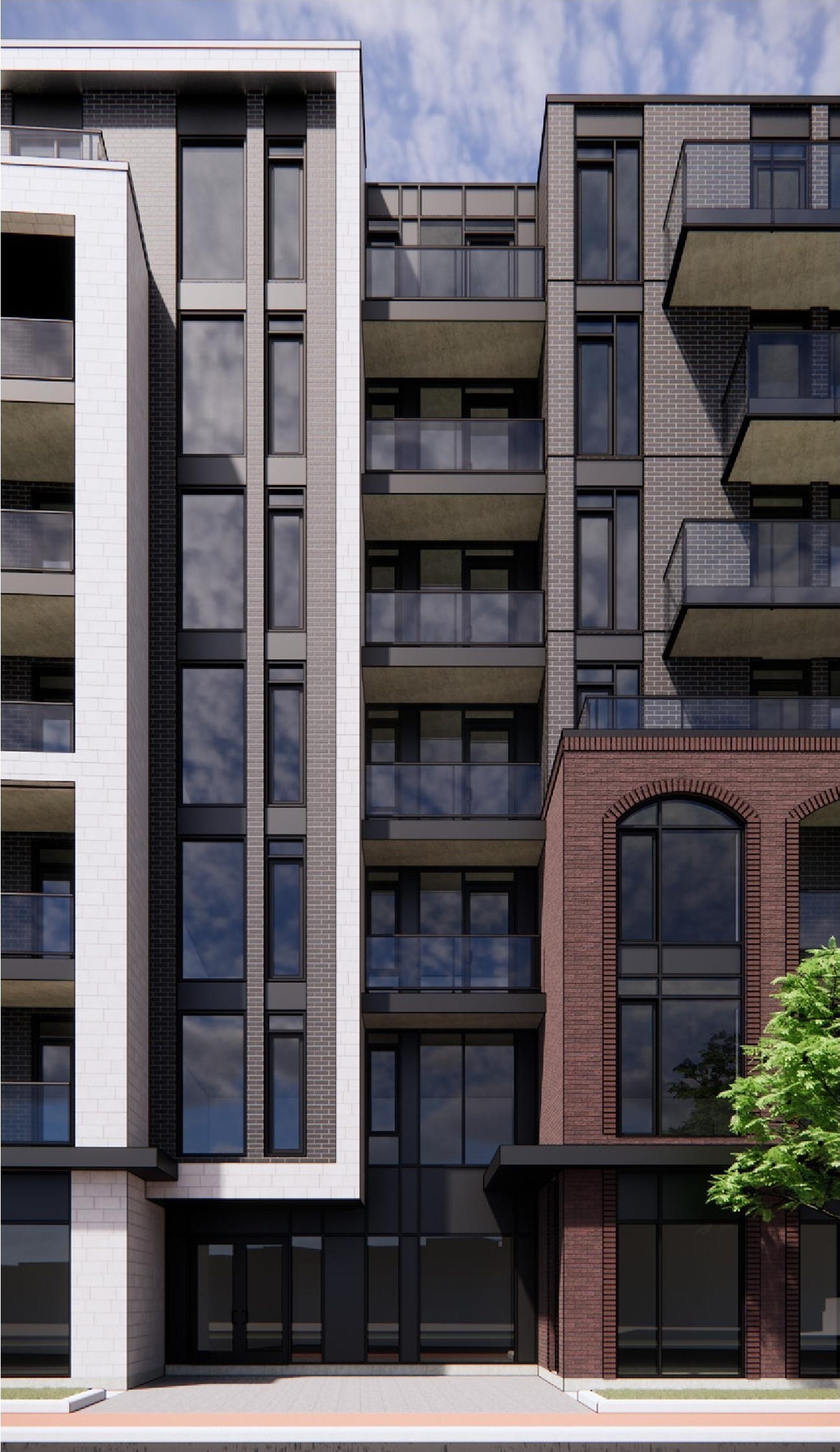 Rendering of building from page 21 of the file '2024-07-12 - Design Brief - D07-12-23-0084'