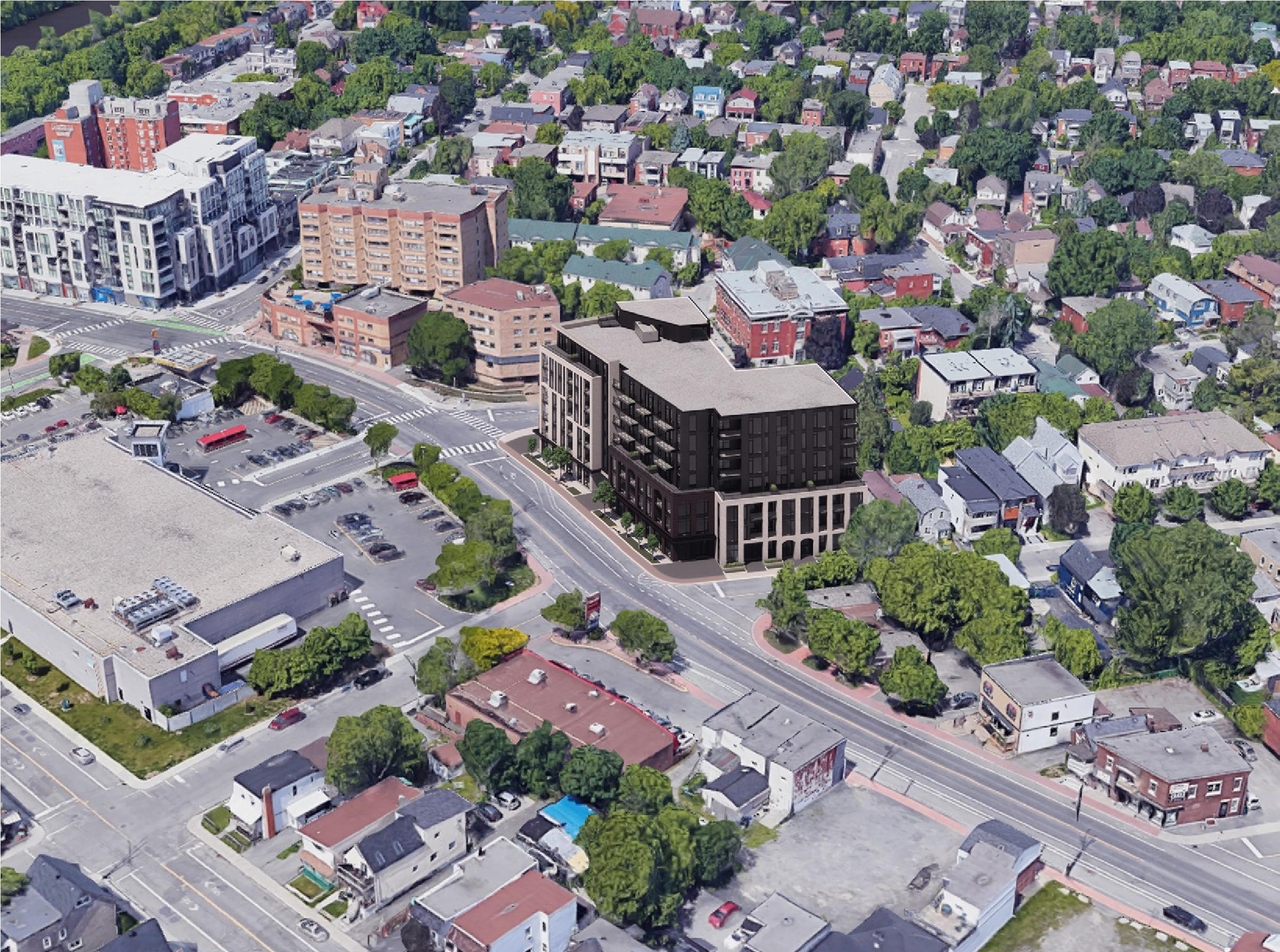 Rendering of building from page 3 of the file '2024-07-12 - Design Brief - D07-12-23-0084'