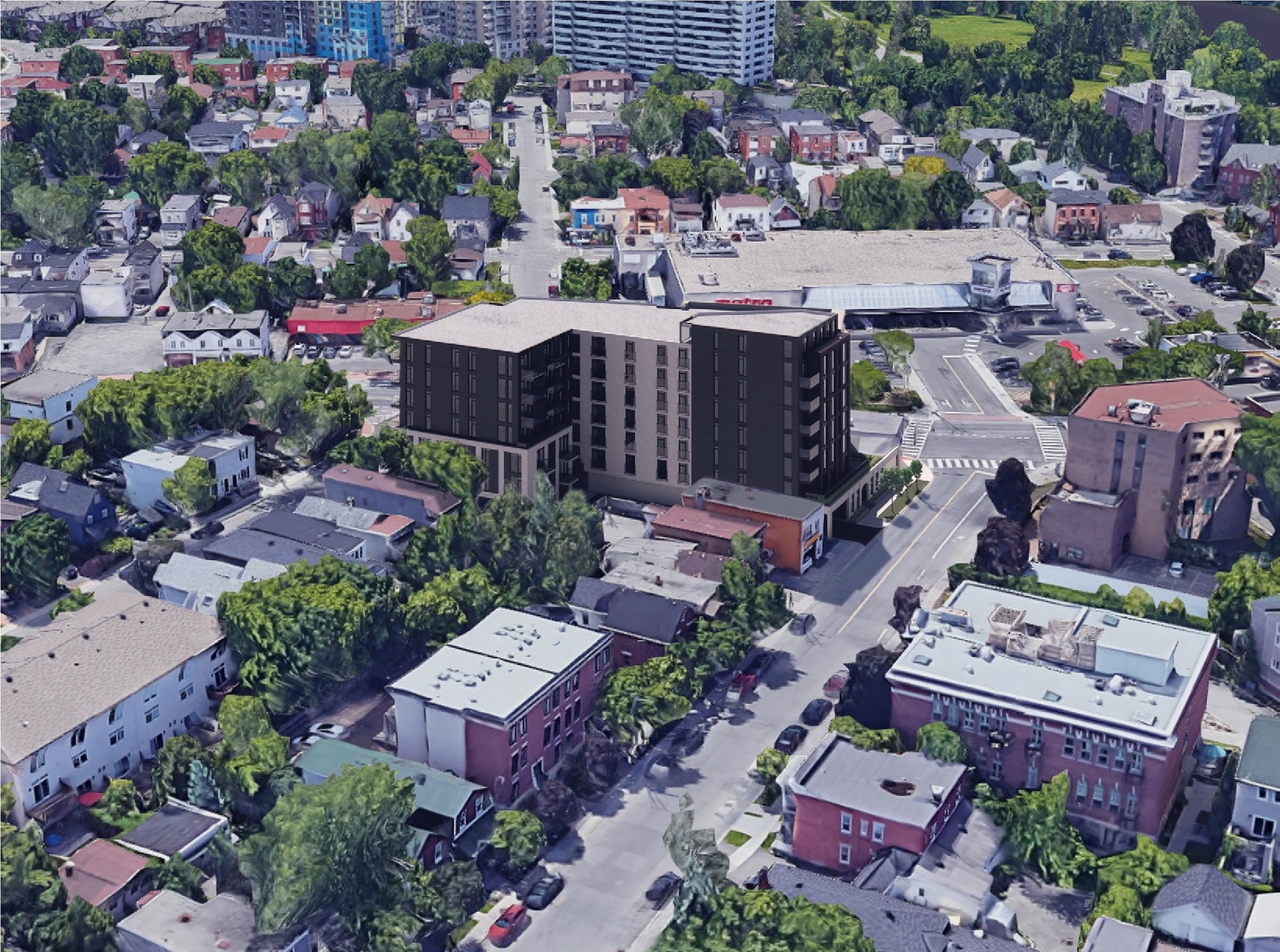 Rendering of building from page 3 of the file '2024-07-12 - Design Brief - D07-12-23-0084'