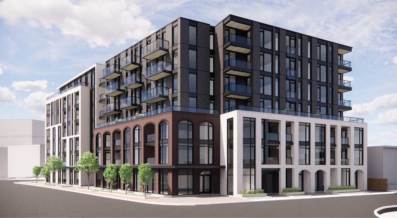 Rendering of building from page 5 of the file '2024-07-12 - Design Brief - D07-12-23-0084'