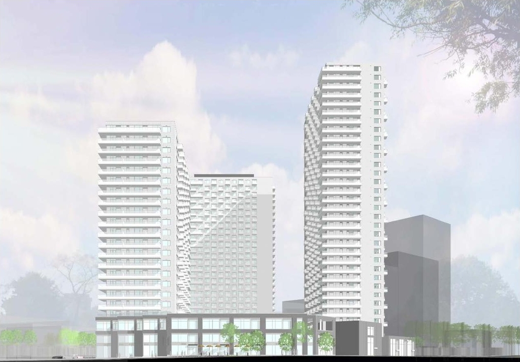 Rendering of building from page 1 of the file '2023-06-14 - Planning Rationale and Design Brief -D07-12-23-0087'