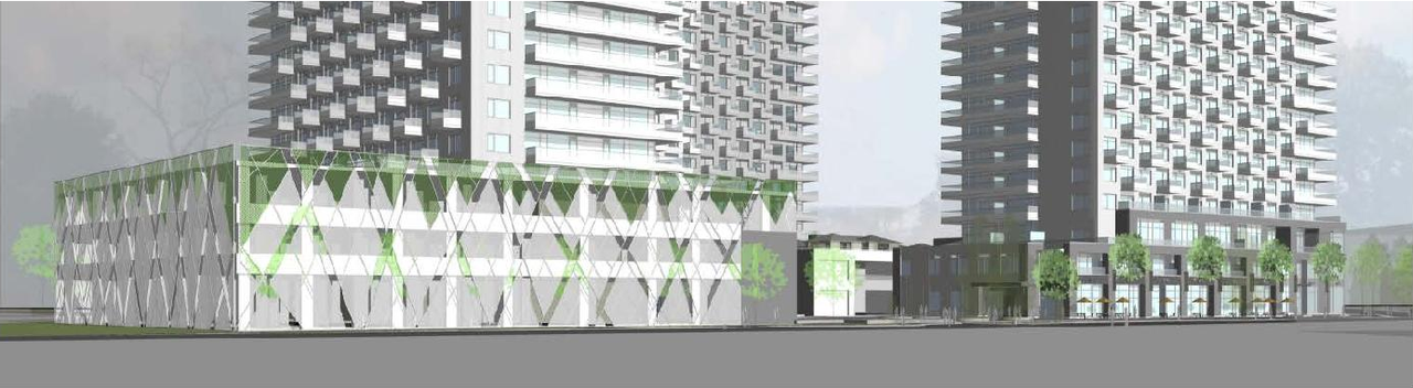 Rendering of building from page 31 of the file '2023-06-14 - Planning Rationale and Design Brief -D07-12-23-0087'